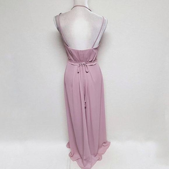 David's Bridal Quartz Lilac Georgette Double Maxi Wrap Bridesmaid Dress 6 - Picture 4 of 16